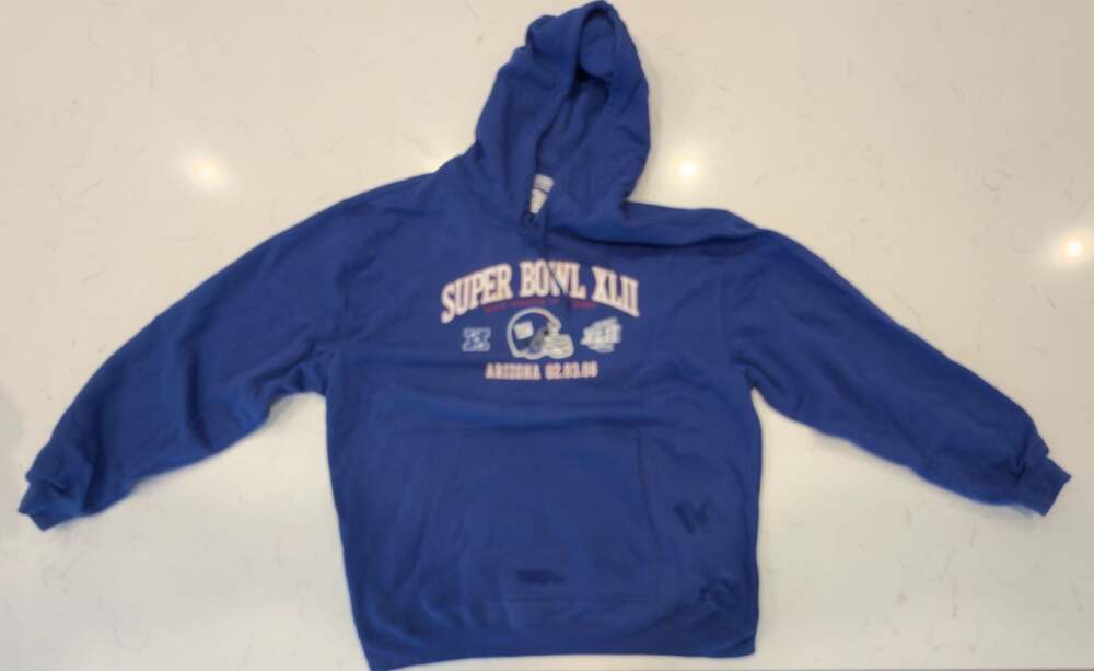 Reebok NFL New York Giants Super Bowl XLII Hoodie Sweatshirt Blue XL
